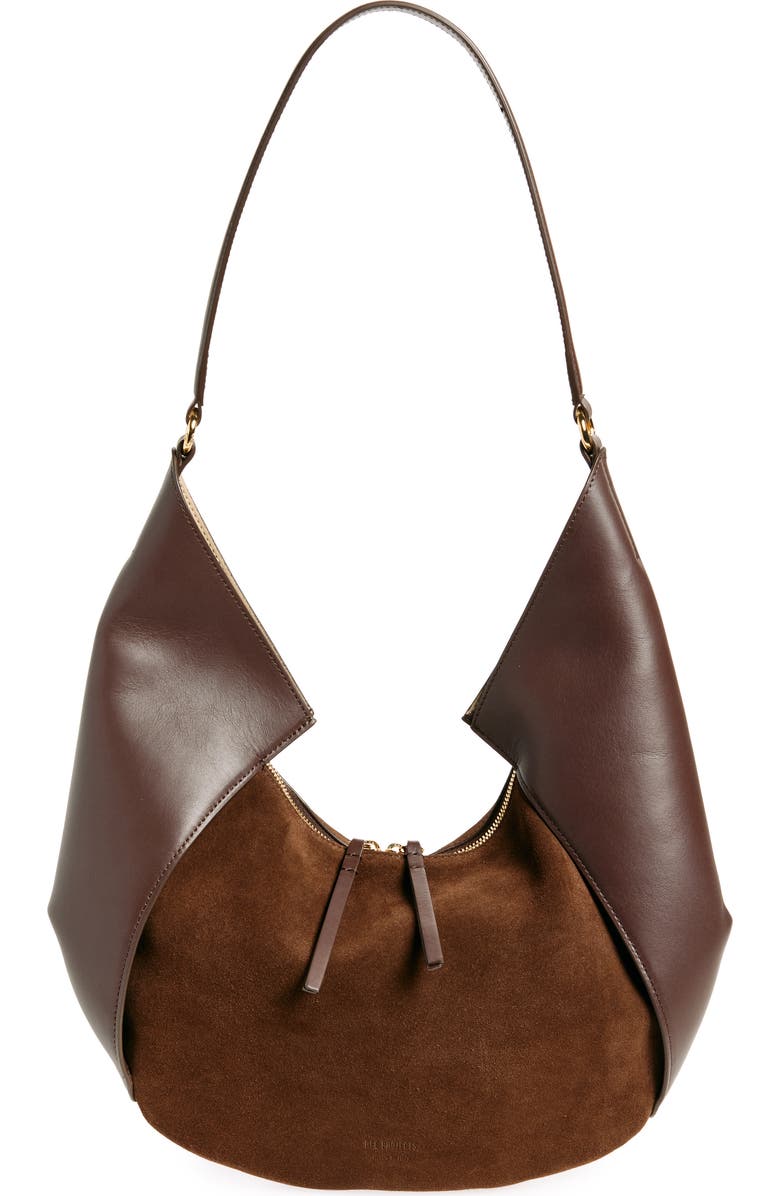 Ree Projects Large Riva Suede & Leather Hobo Bag, Main, color, Mocha