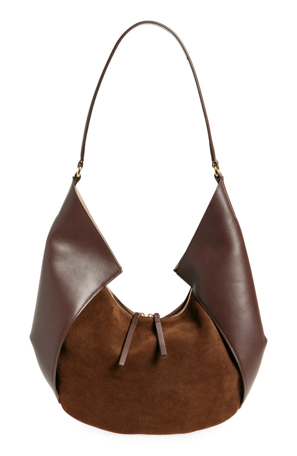 Large Riva Suede & Leather Hobo Bag, color, MOCHA