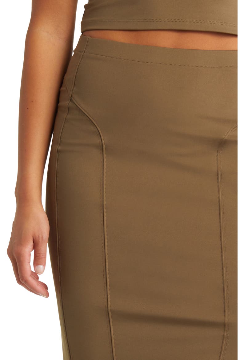 High Waist Midi Skirt, Alternate, color, BROWN TEAK