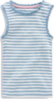 Mini Boden Kids' Lace Trim Stripe Tank
