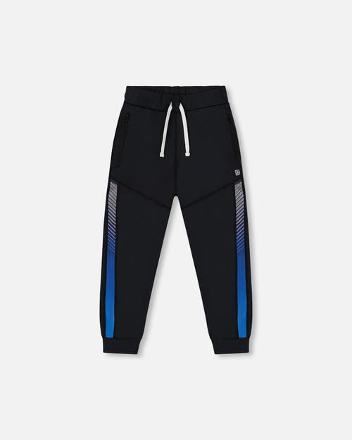 Deux Par Deux Little Boy's Athletic Pants Blue And Black In Blue