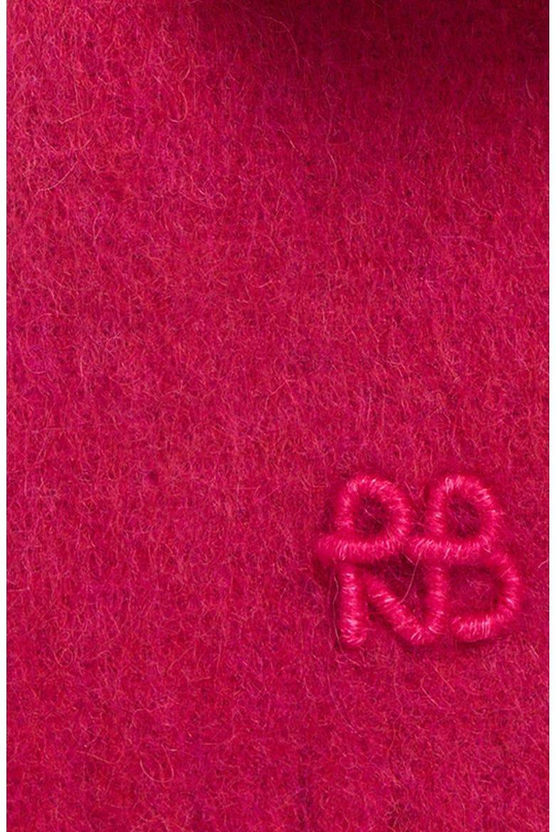 Monogram Embroidered Wool Blend Fringe Scarf, Alternate, color, PINK