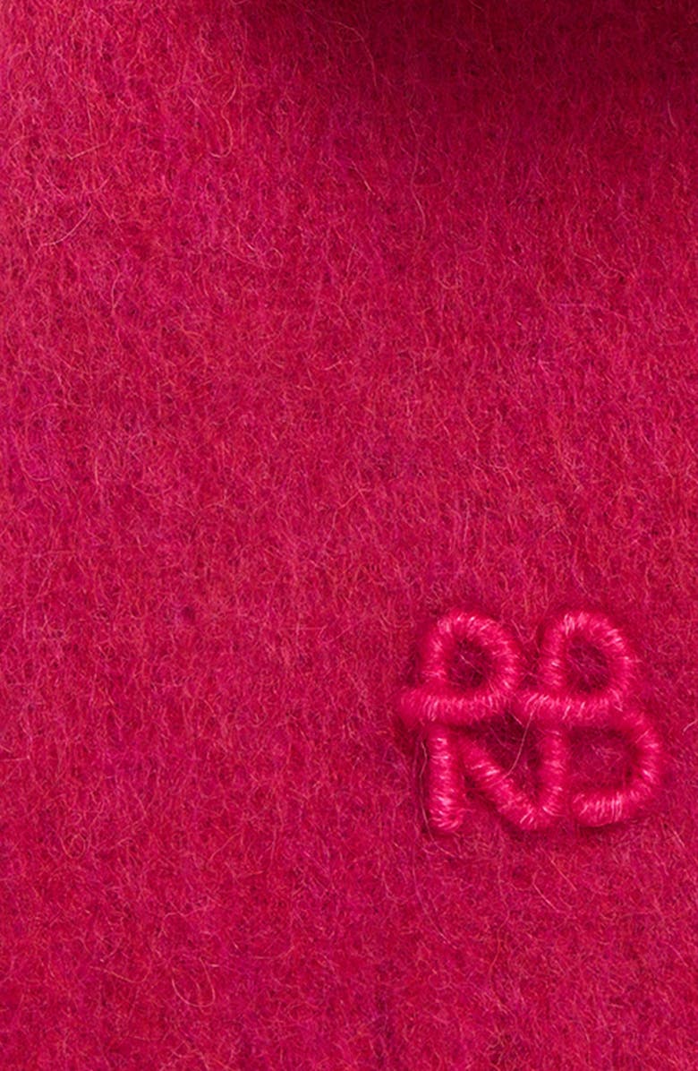 Ruslan Baginskiy Monogram Embroidered Wool Blend Fringe Scarf, Alternate, color, Pink