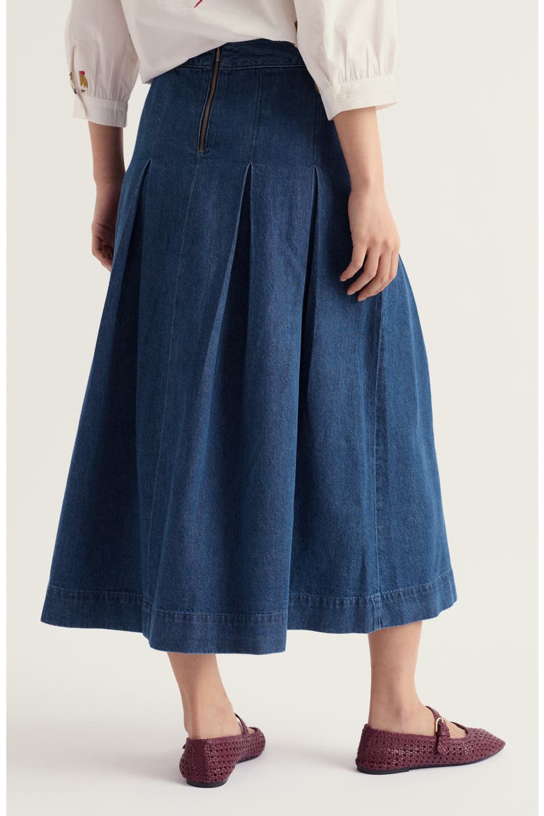 Rosewall Midi Skirt, Alternate, color, MID WASH