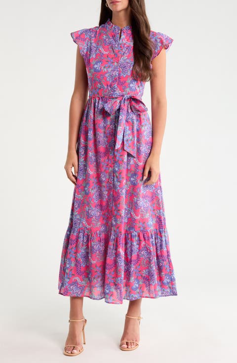 Riah Floral Button-Up Tiered Maxi Dress