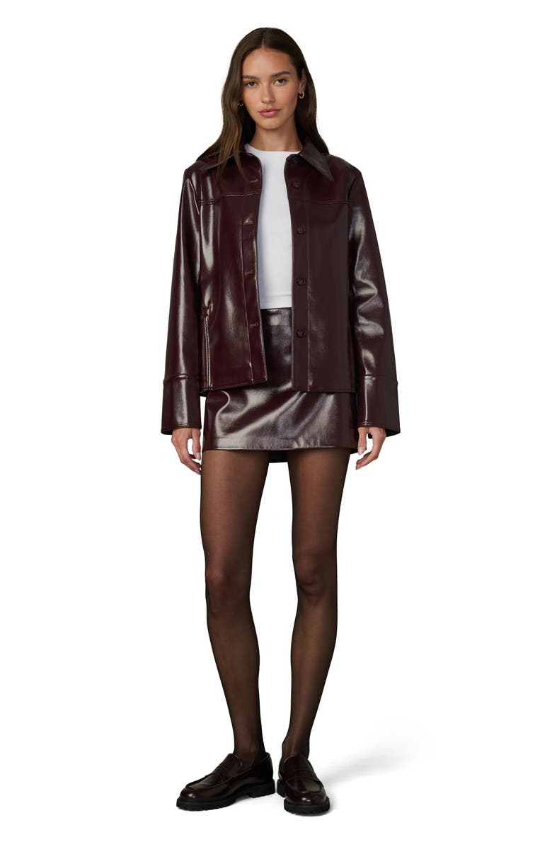 Joe's Jeans Patent Faux Leather Miniskirt, Alternate, color, Bordeaux