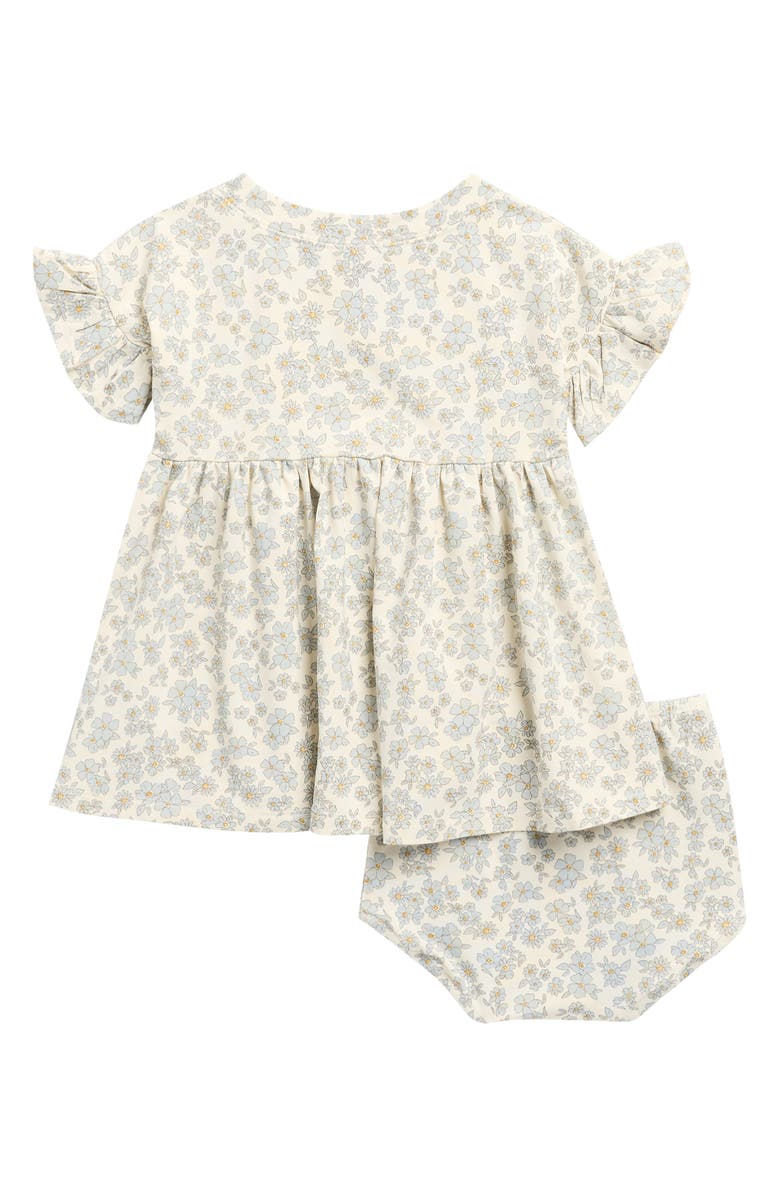 QUINCY MAE Floral Ruffle Organic Cotton Dress with Bloomers, Alternate, color, Ivory