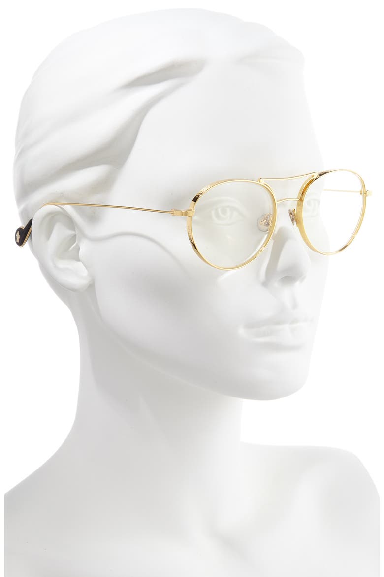 54mm Round Optical Glasses, Alternate, color, SHINY GOLD/ CLEAR