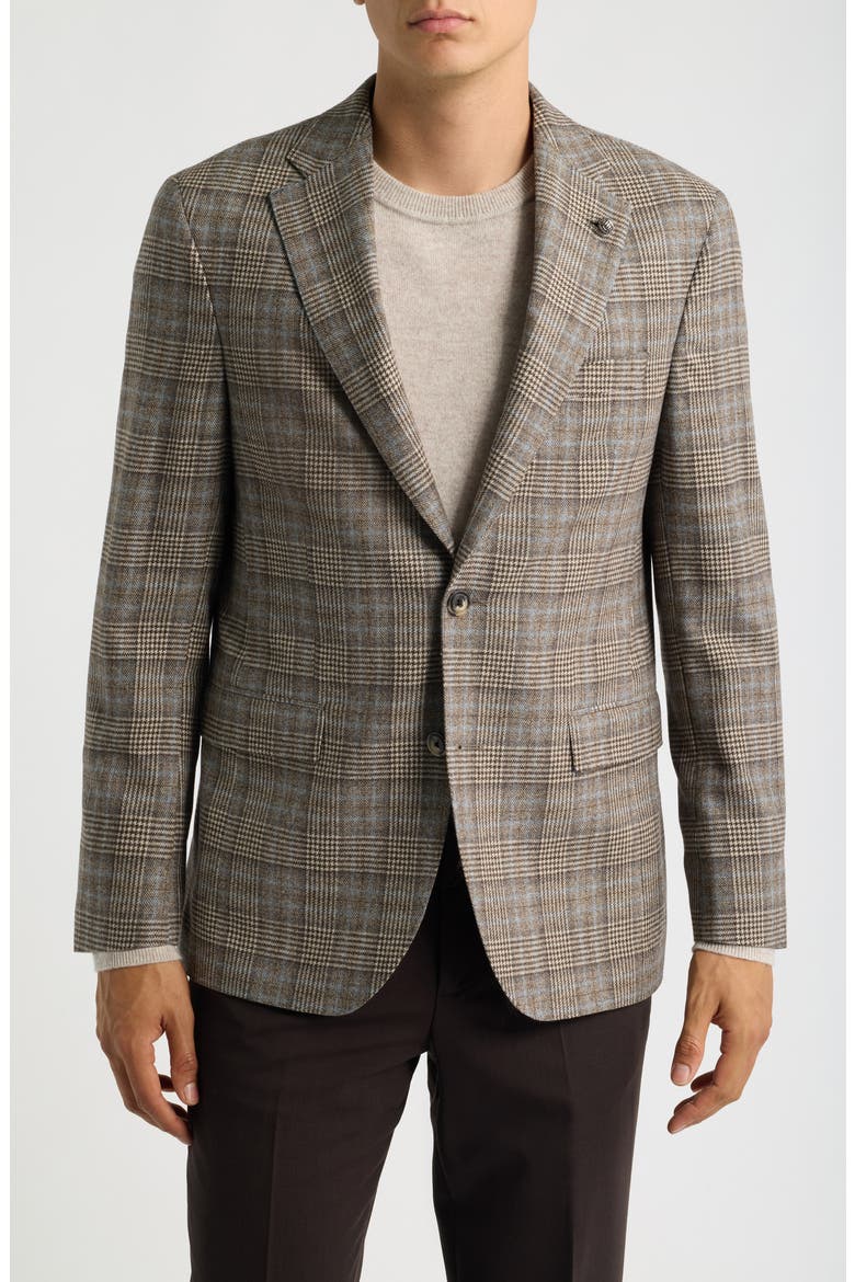 Midland Plaid Wool & Cashmere Sport Coat, Main, color, TAN