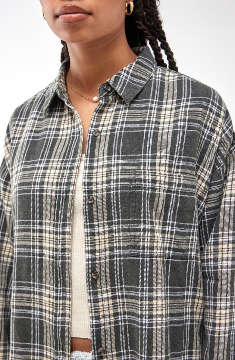 BDG Urban Outfitters Sadie Plaid Frayed Hem Flannel Button-Up Shirt, Alternate, color,