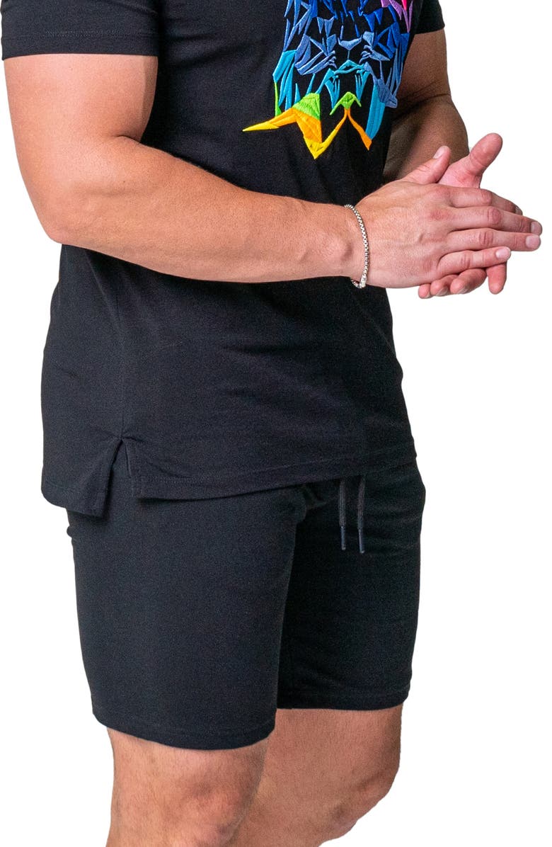 Maceoo Neon Graphic Drawstring Shorts, Alternate, color, Black