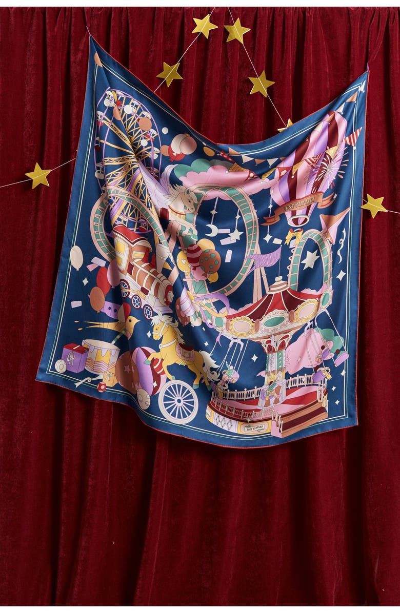 Lost Pattern "Pop Pony" Silk Twill Large Silk Scarf, Alternate, color, Midnight Blue
