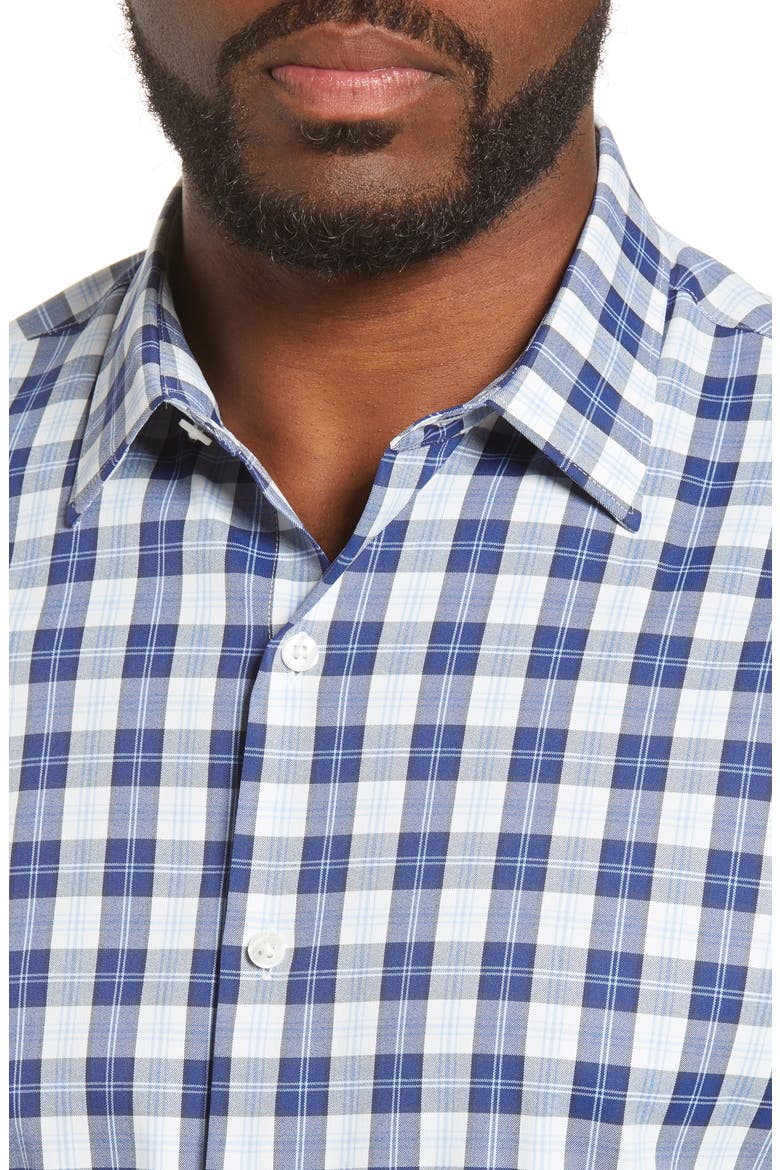 Slim Fit Plaid Button-Up Tech Shirt, Alternate, color, LODI BLUE DEPTHS
