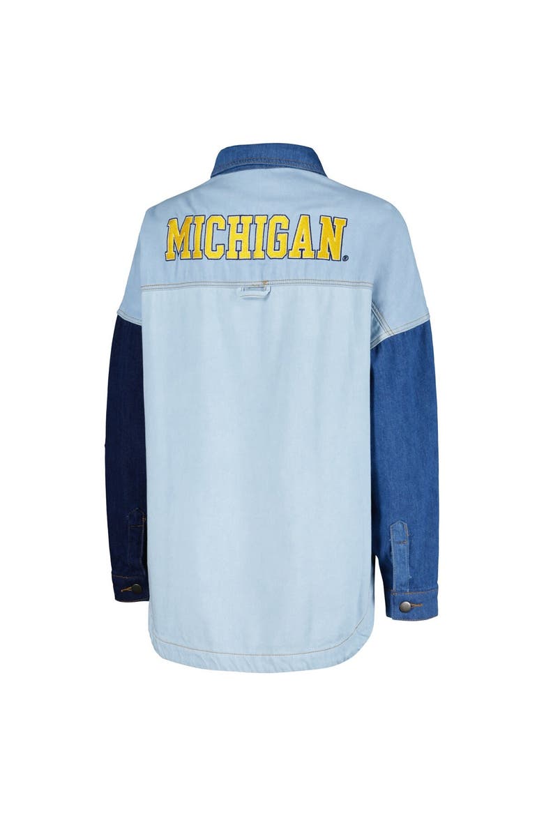 Women's Hype and Vice Denim Michigan Wolverines Multi-Hit Hometown Full-Snap Jacket, Alternate, color, Denim