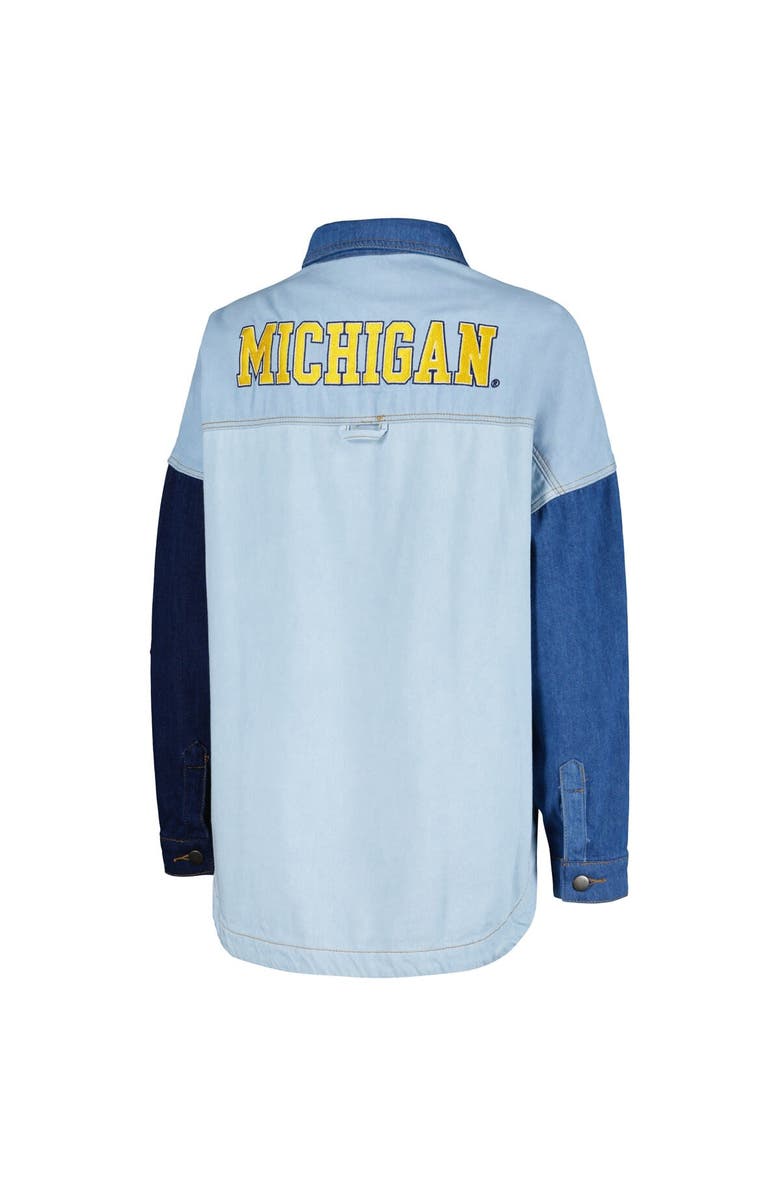 Hype and Vice Women's Hype and Vice Denim Michigan Wolverines Multi-Hit Hometown Full-Snap Jacket, Alternate, color, Denim
