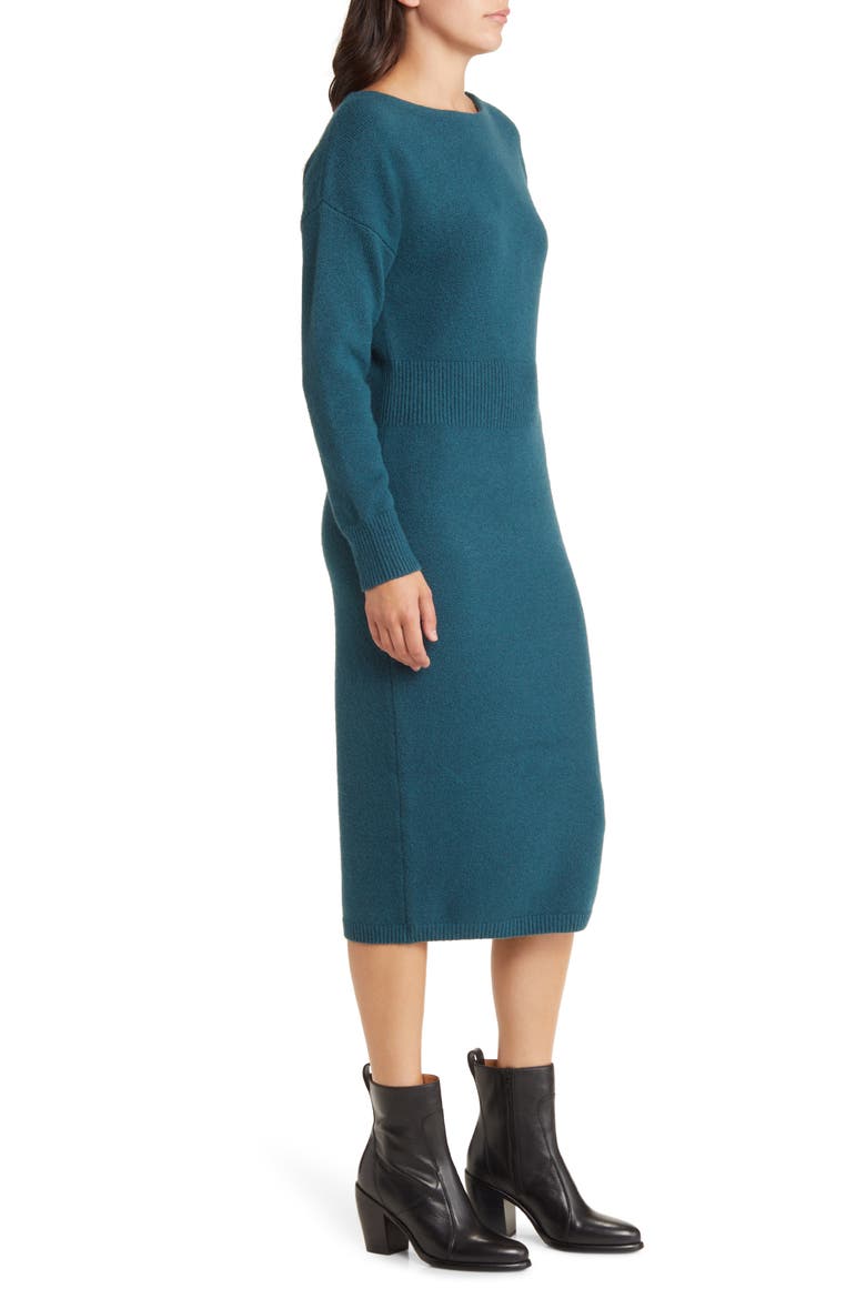 Long Sleeve Midi Sweater Dress, Alternate, color, TEAL ABYSS