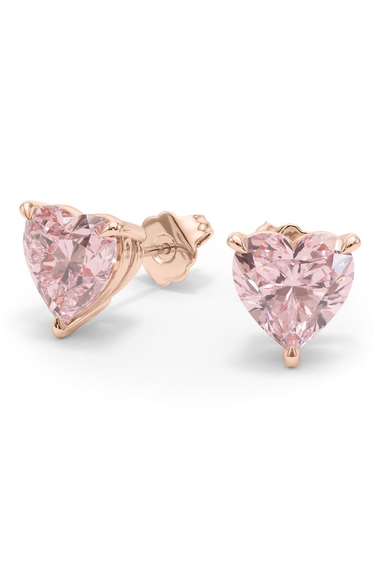 Pink Lab Created Diamond Stud Earrings, Main, color, 18K ROSE GOLD