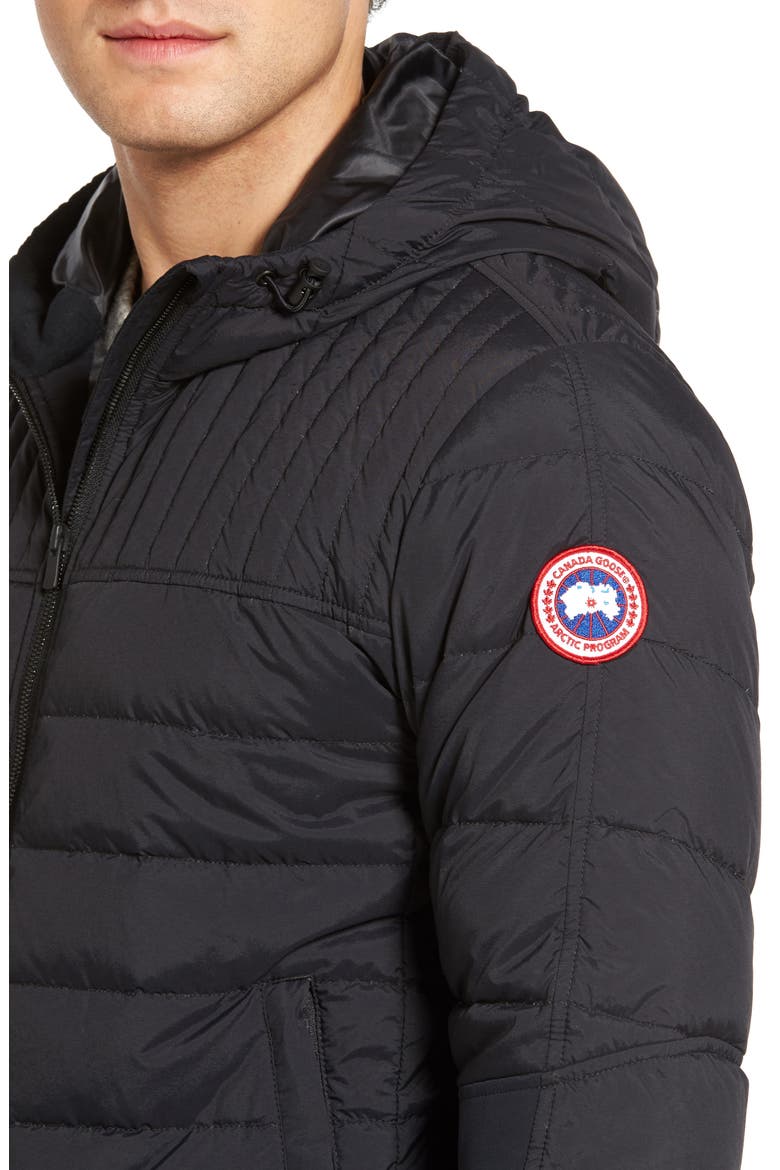 Cabri Hooded Slim Fit Down Jacket, Alternate, color, BLACK