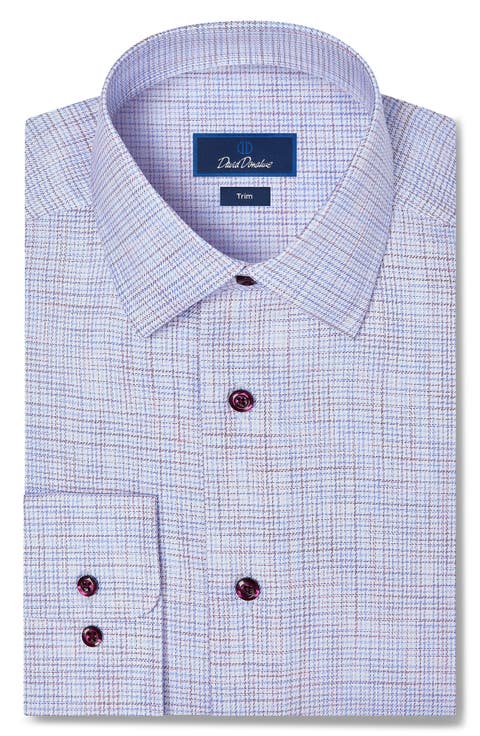 Trim Fit Check Cotton Dress Shirt