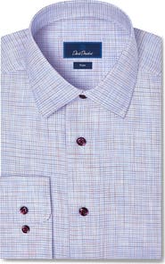 David Donahue Trim Fit Check Cotton Dress Shirt