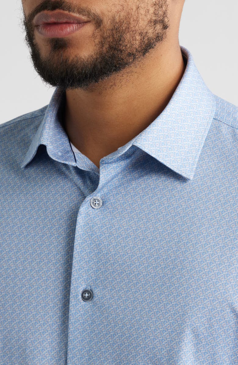 Bugatchi James OoohCotton<sup>®</sup> Linked Medallion Print Button-Up Shirt, Alternate, color, Air Blue