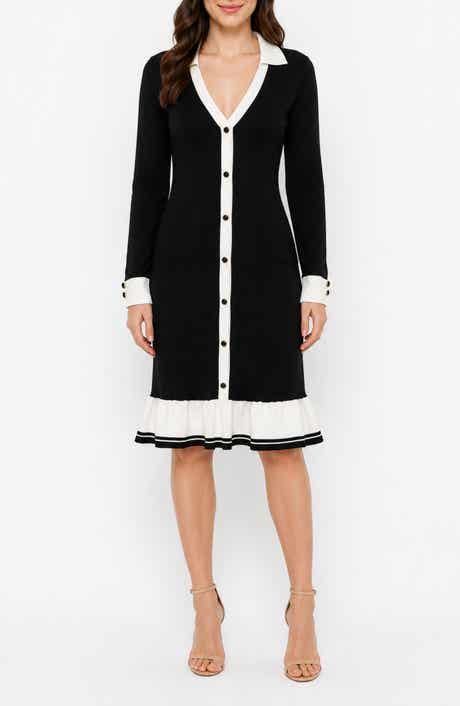Colorblock Long Sleeve Sweater Shirtdress