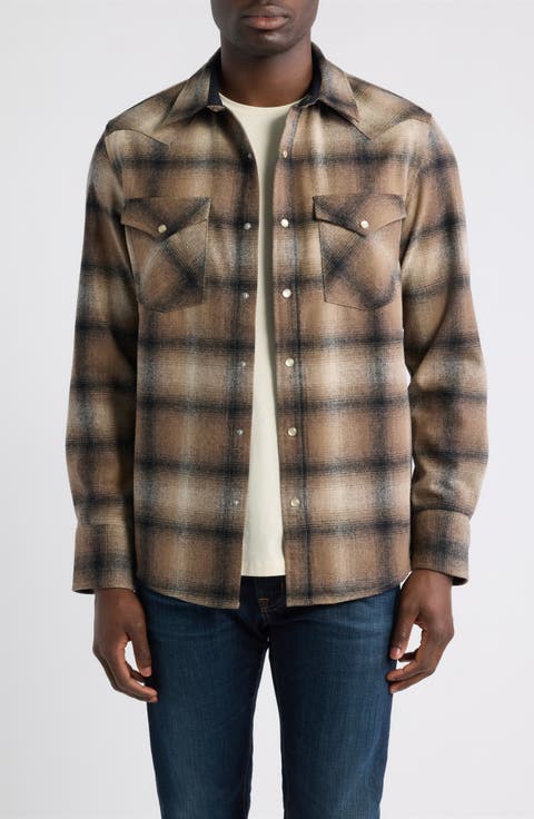 Canyon Plaid Wool Snap-Up Shirt