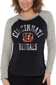 G-III 4HER BY CARL BANKS Women's G-III 4Her by Carl Banks Black/Heather Gray Cincinnati Bengals Waffle Knit Raglan Long Sleeve T-Shirt