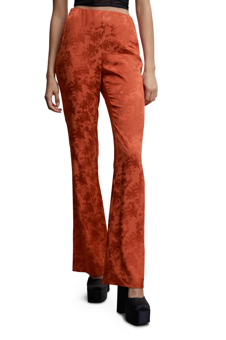 Floral Jacquard Trousers, Main, color, RUSSET