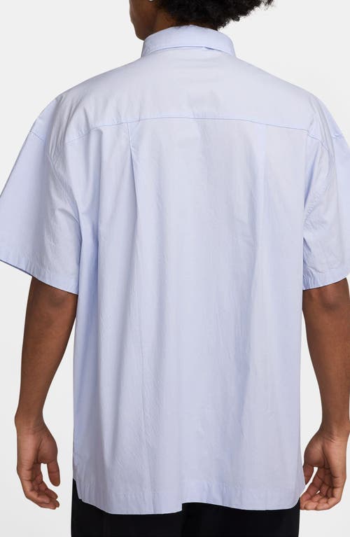 Nike Club Short Sleeve Button-up Oversize Shirt In Blue