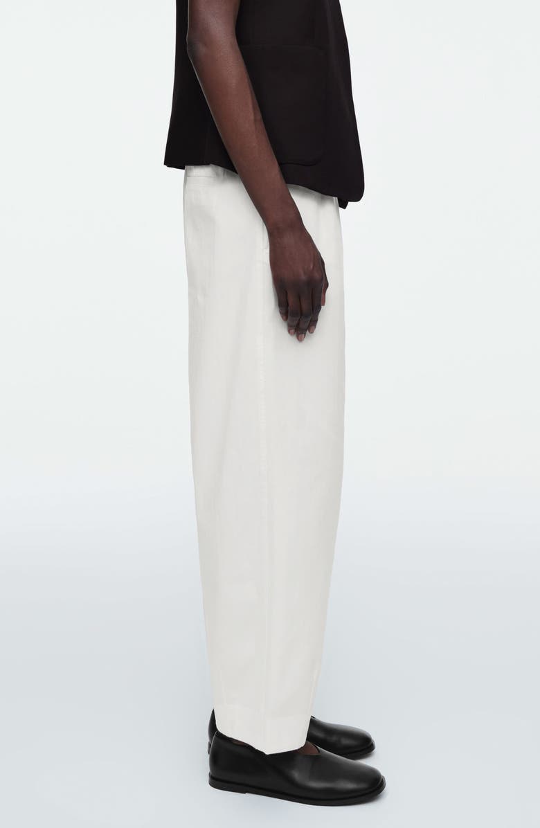 COS Organic Cotton Herringbone Pants, Alternate, color, White Dusty Light