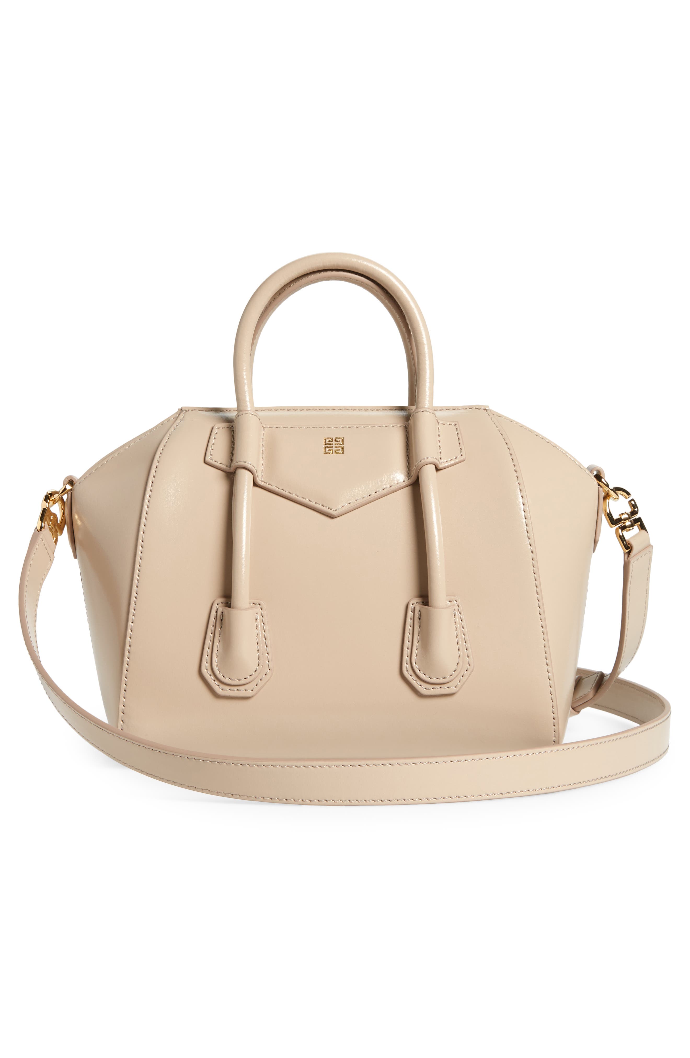 Mini Antigona Lock Leather Satchel, Alternate, color, NATURAL BEIGE