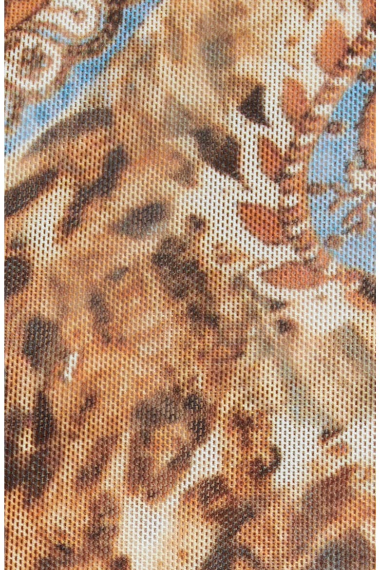 Peonie Off the Shoulder Bodysuit, Alternate, color, BROWN/BLUE VALENCIA LEOPARD