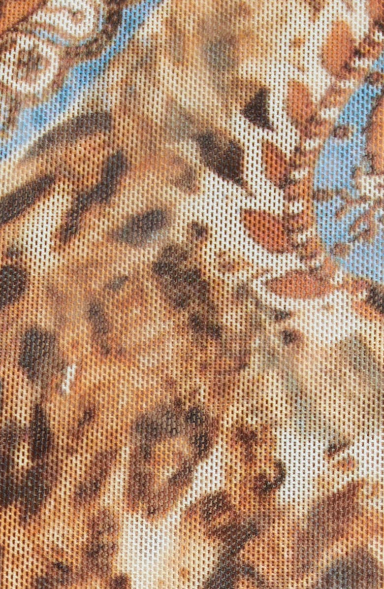 L'AGENCE Peonie Off the Shoulder Bodysuit, Alternate, color, Brown/ Blue Valencia Leopard