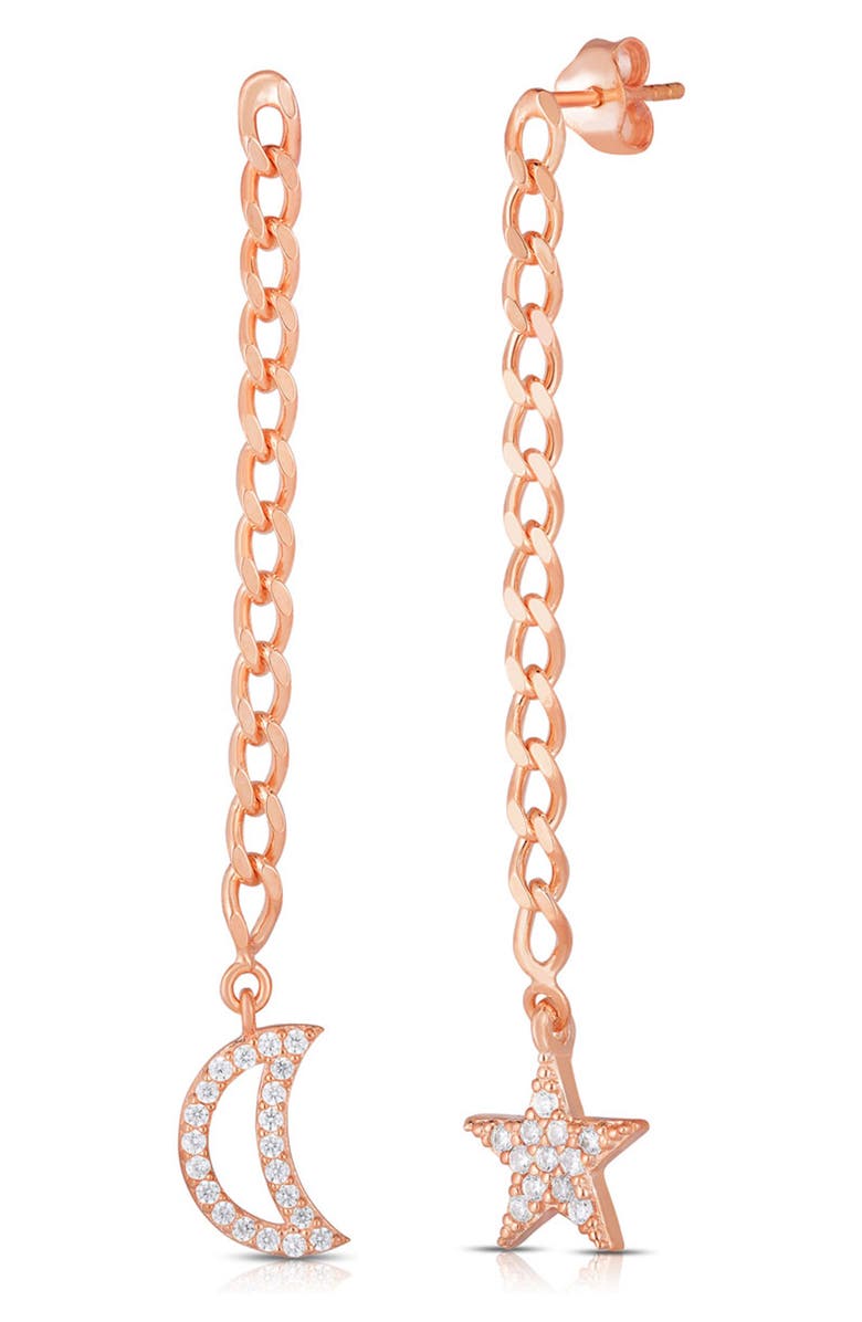 SPHERA MILANO 14K Gold Plated Sterling Silver & CZ Celestial Drop Earrings, Main, color,