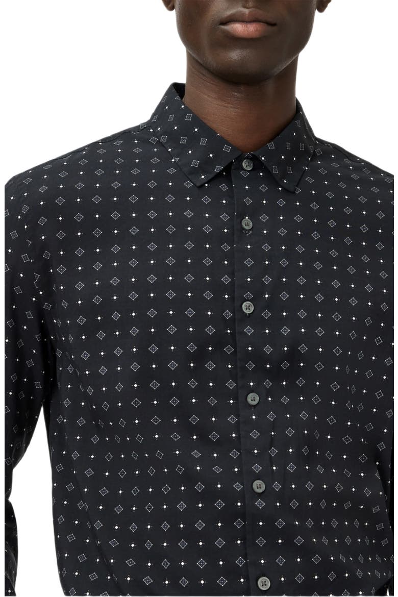 Luca Geometric Button-Up Shirt, Alternate, color, BLACK