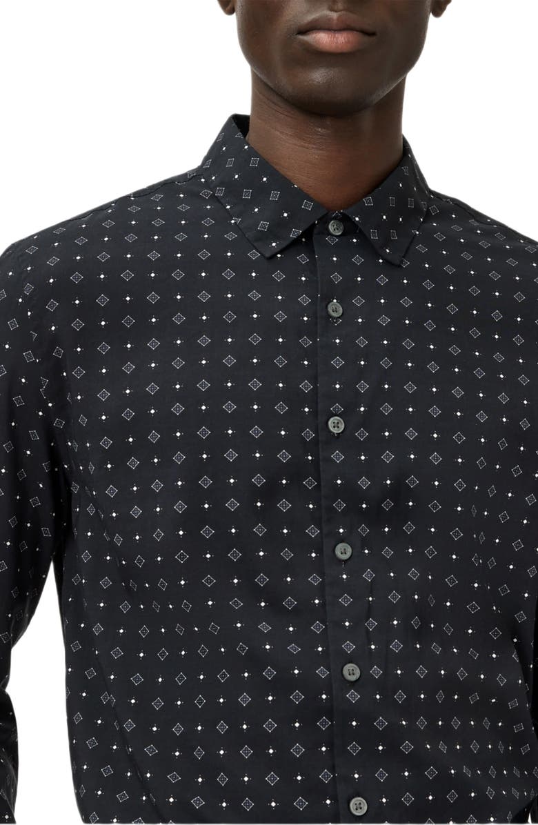 John Varvatos Luca Geometric Button-Up Shirt, Alternate, color, Black