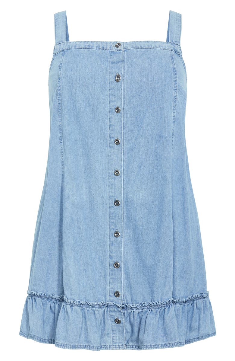 City Chic Island Denim Button Front Dress, Alternate, color, Light Denim