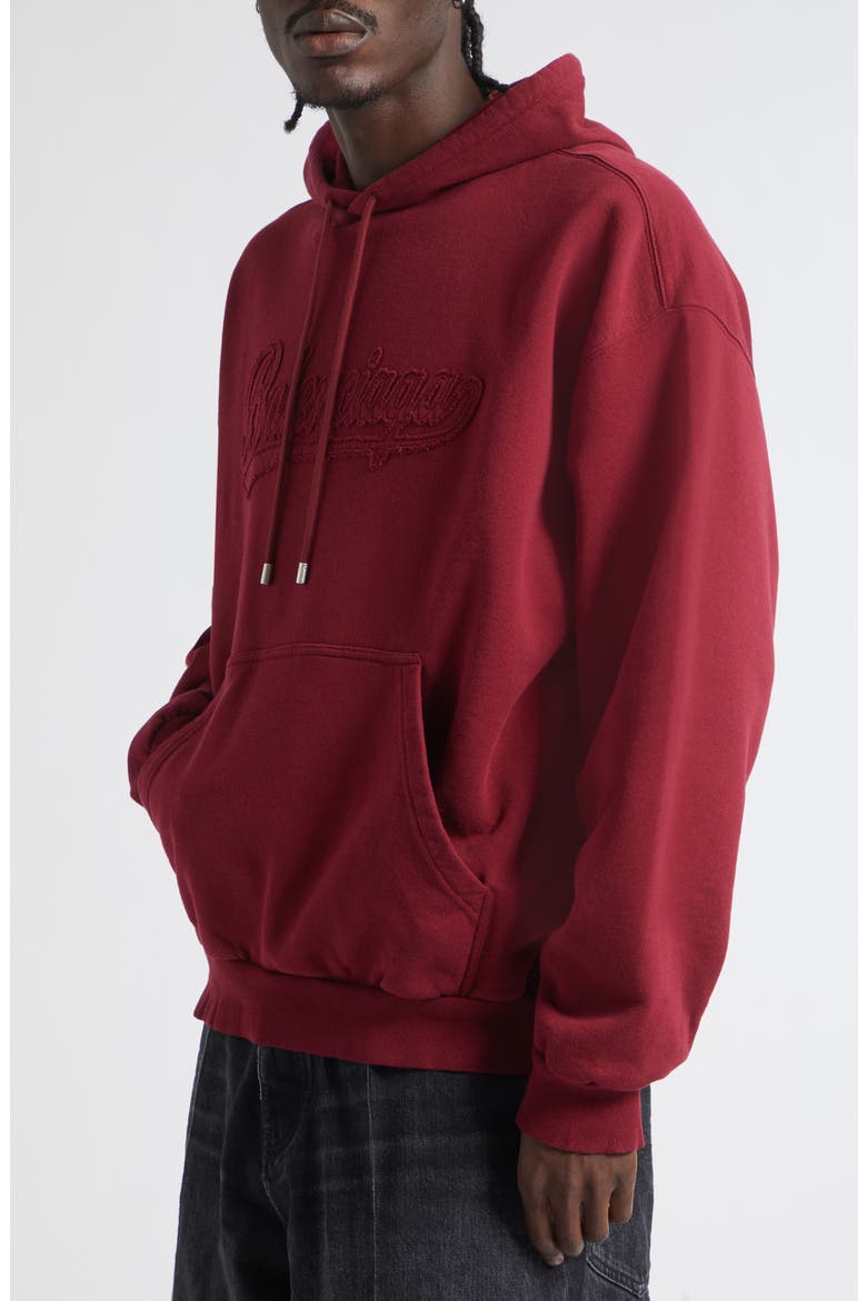 Logo Appliqué Cotton Hoodie, Alternate, color, 6164 BURGUNDY