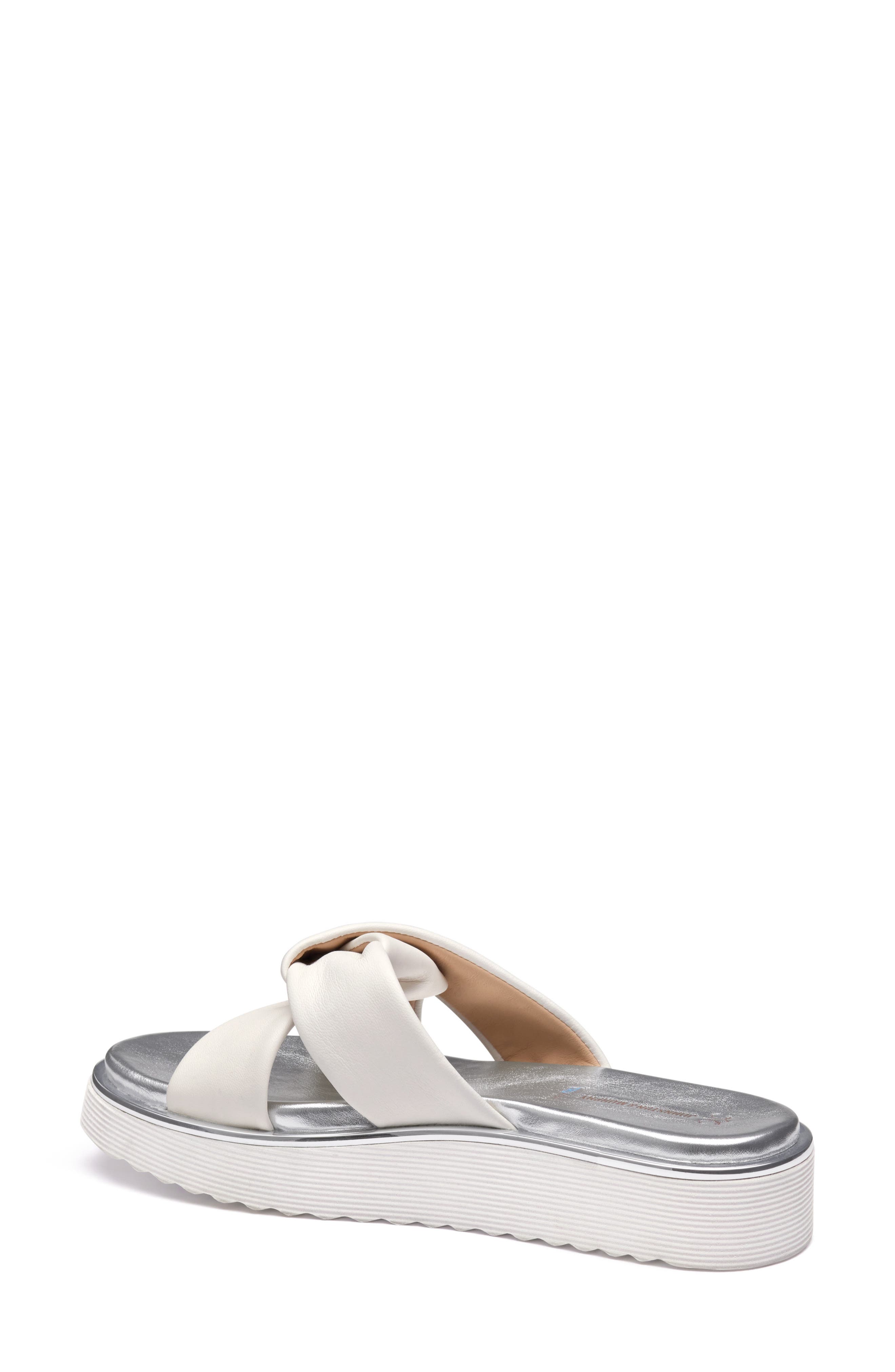 Johnston & Murphy Mitzi Platform Wedge Slide Sandal, Alternate, color, White Nappa Leather