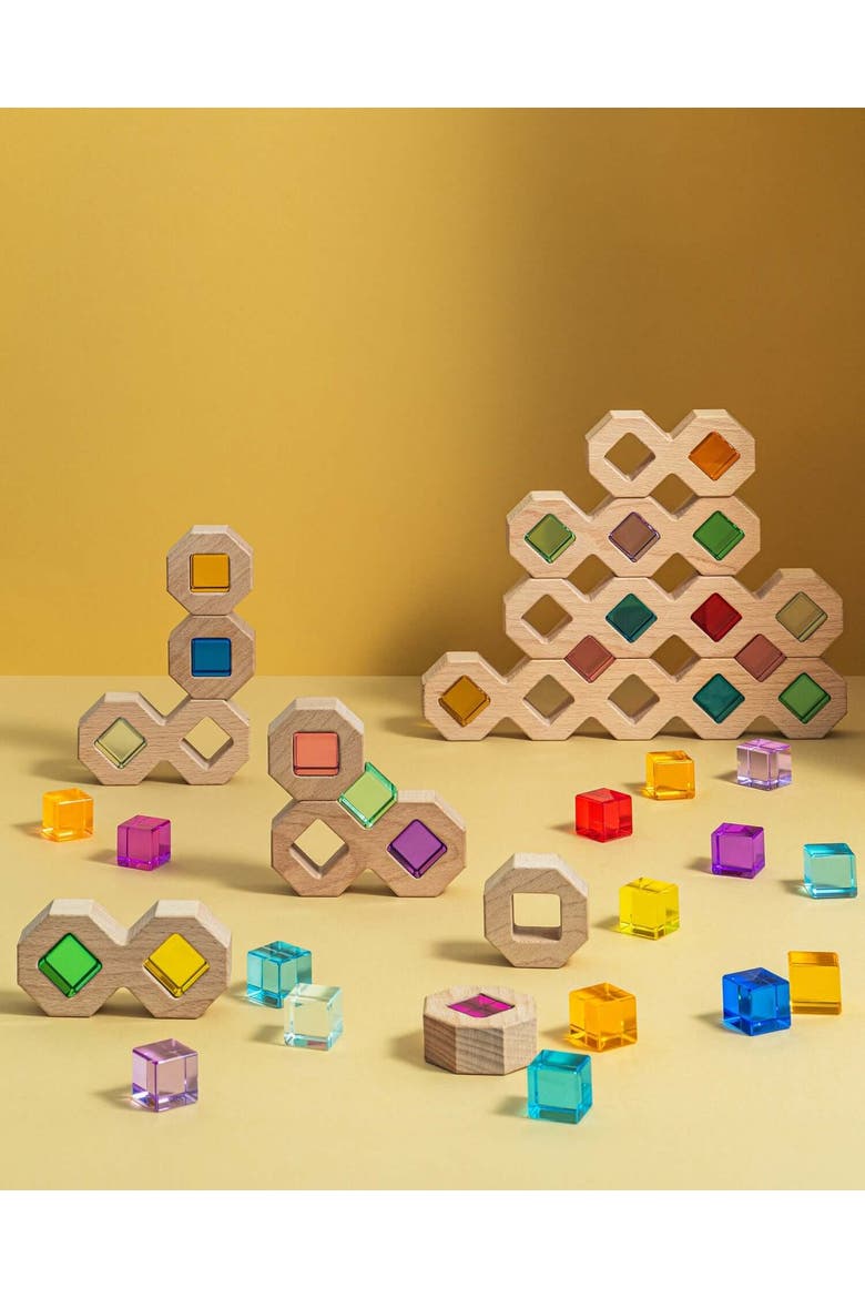 Austin Geometric Wood & Acrylic Building Blocks Set, Alternate, color, Multicolor