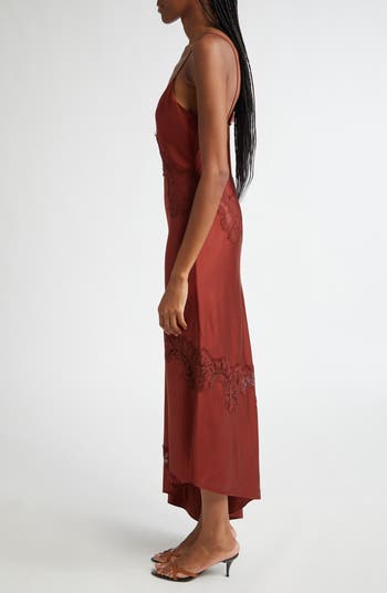 Stella Lace Asymmetric Satin Slipdress