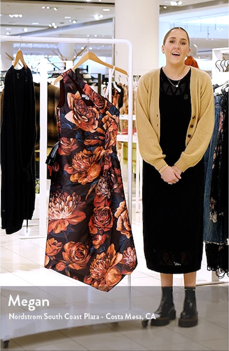 Iris Floral Print One-Shoulder Handkerchief Hem Midi Dress, sales video thumbnail