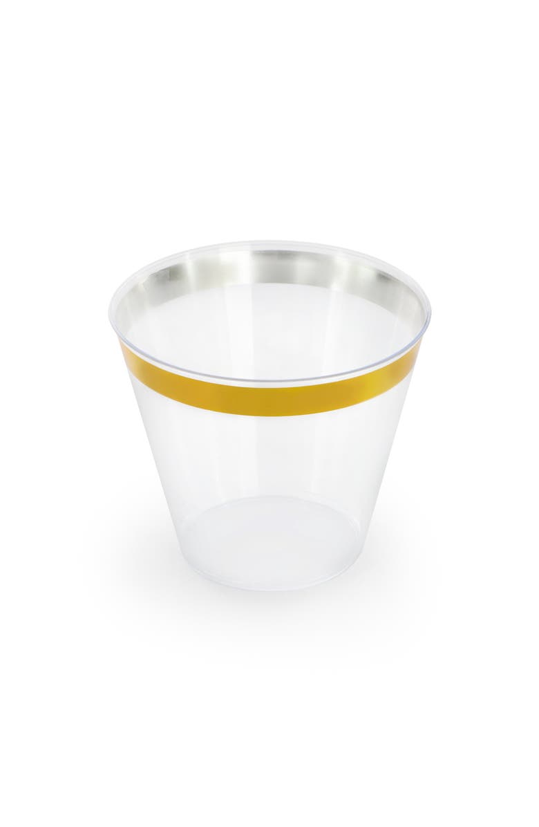 Elama 150 Piece Disposable Plastic Dinnerware Party Set for 25 Guests, Alternate, color, Gold