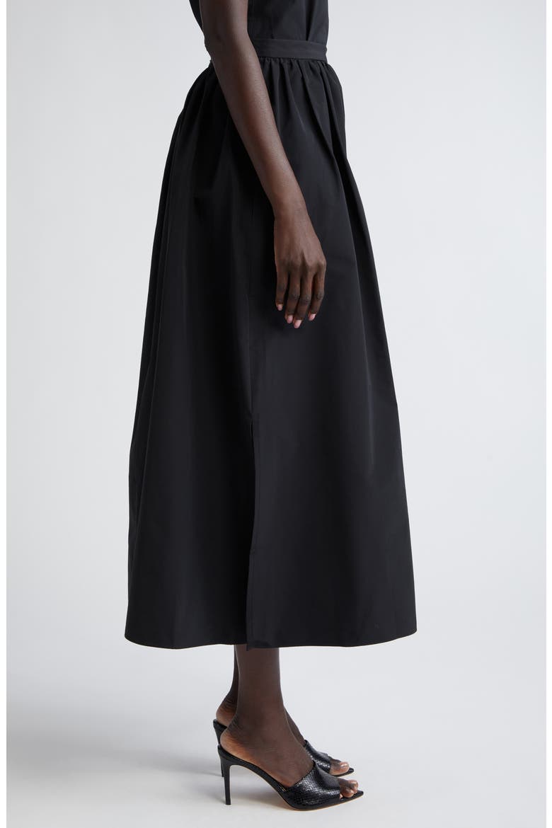 Techno Taffeta Midi Skirt, Alternate, color, BLACK