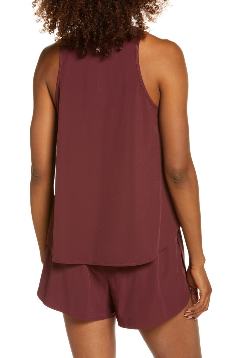 Run In Reflective Stretch Woven Tank, Alternate, color, BURGUNDY LONDON