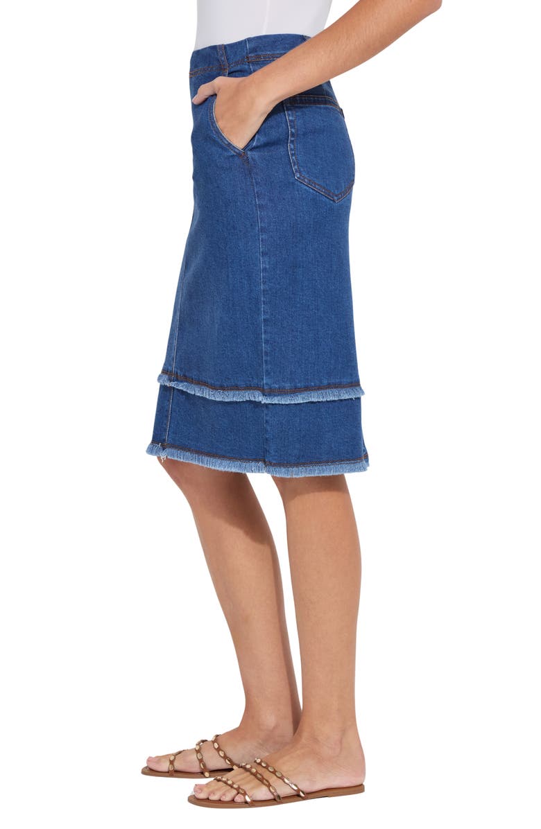 Lysse Evelina Fringe Denim Midi Skirt, Alternate, color, 