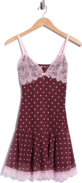 LUV BETSEY Lace Trim Drop Waist Minidress