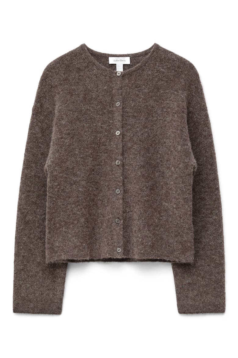 Alpaca & Wool Blend Cardigan, Alternate, color, BROWN DARK