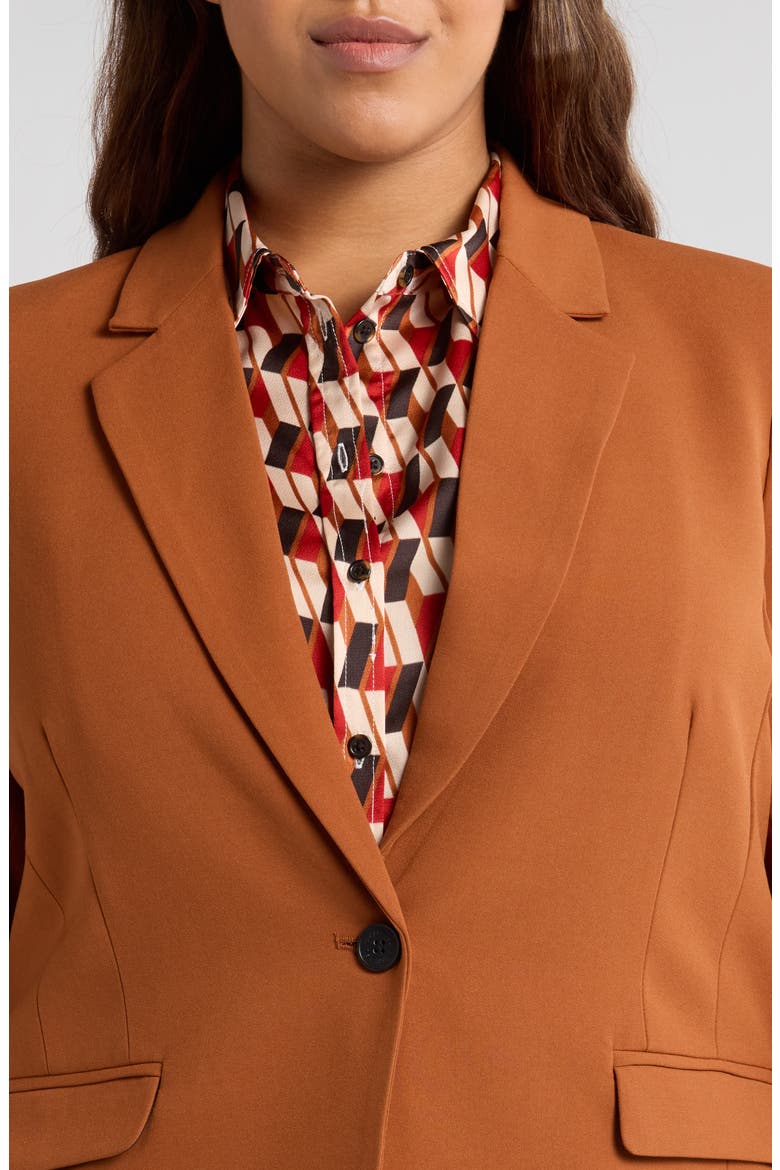 One-Button Blazer, Alternate, color, COGNAC BLACK